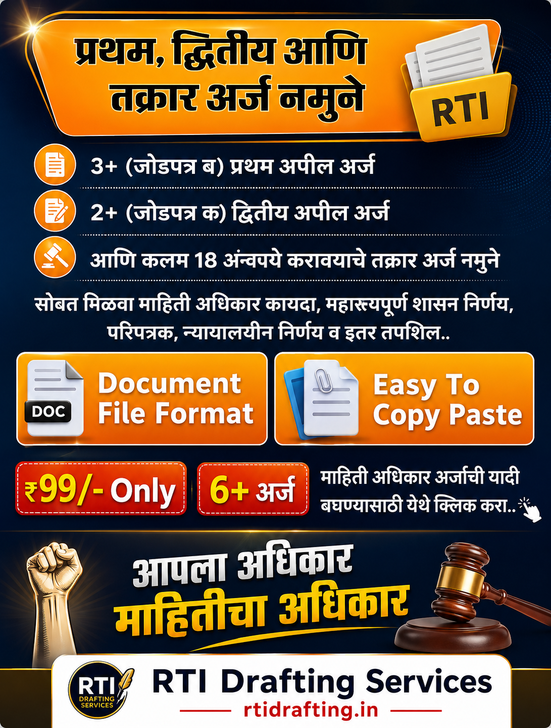 RTI अपील आणि तक्रार अर्ज नमुने